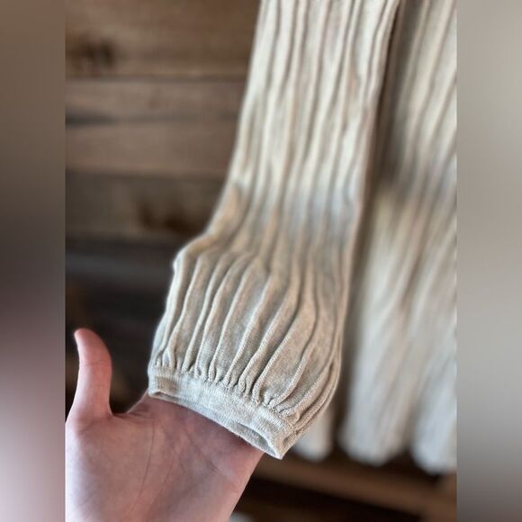 Max Studio Ribbed Knit Long Sleeve Sweater Dress – Modern A-Line in Cream - Picture 7 of 8